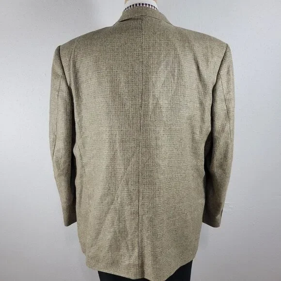 Robert Stock Men's Sport Coat Blazer Two Button Beige Silk Size about‎ 50R